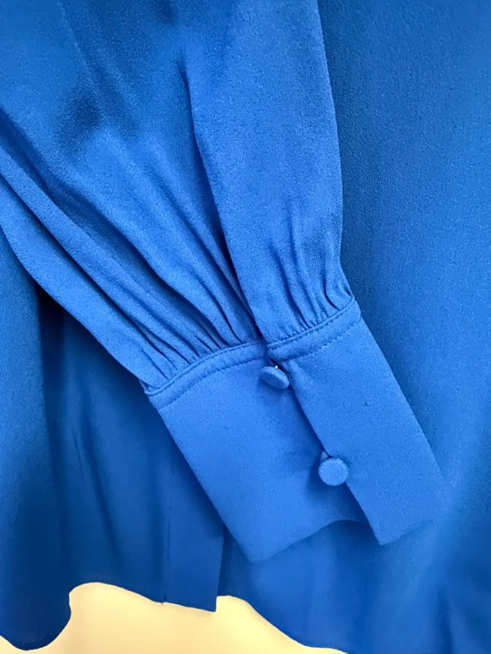 Another Tomorrow Classic Royal Blue Long-Sleeve Button-Up Blouse - Picture 3 of 5